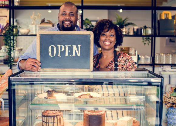 Small businessowners creating a business entity for their bakery